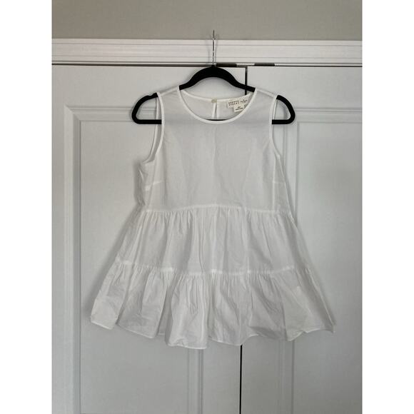 kate spade new york Tops - Kate Spade Poplin White Layered Sleeveless Top Classic Preppy Clean Girl Small
